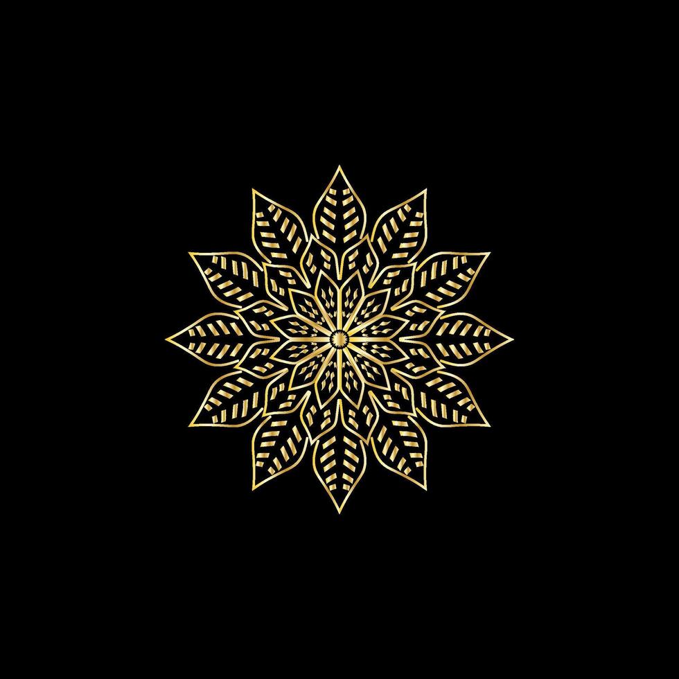 Mandala. Gold decorative element. Picture for coloring. Abstract circular ornament with stylized leaves vector