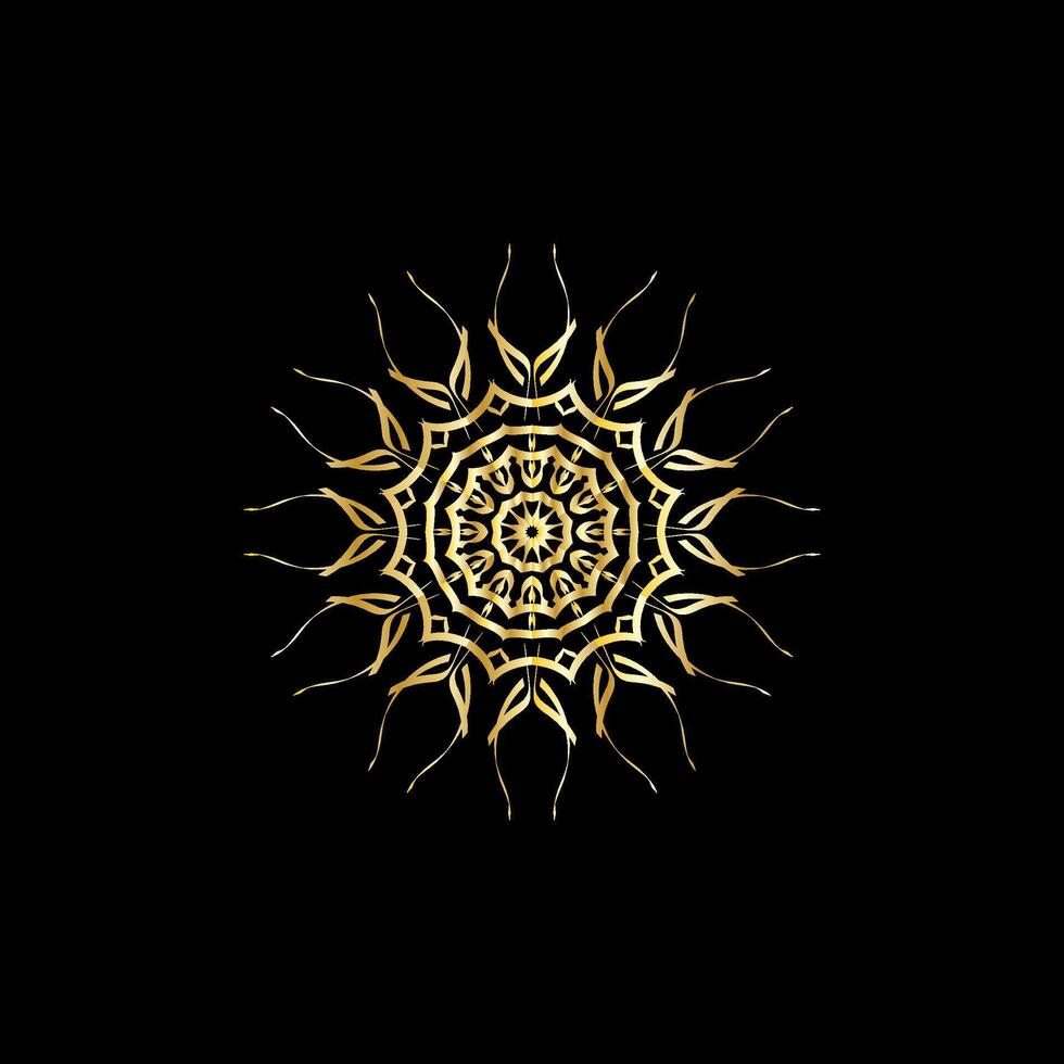 Mandala. Gold decorative element. Picture for coloring. Abstract circular ornament with stylized leaves vector