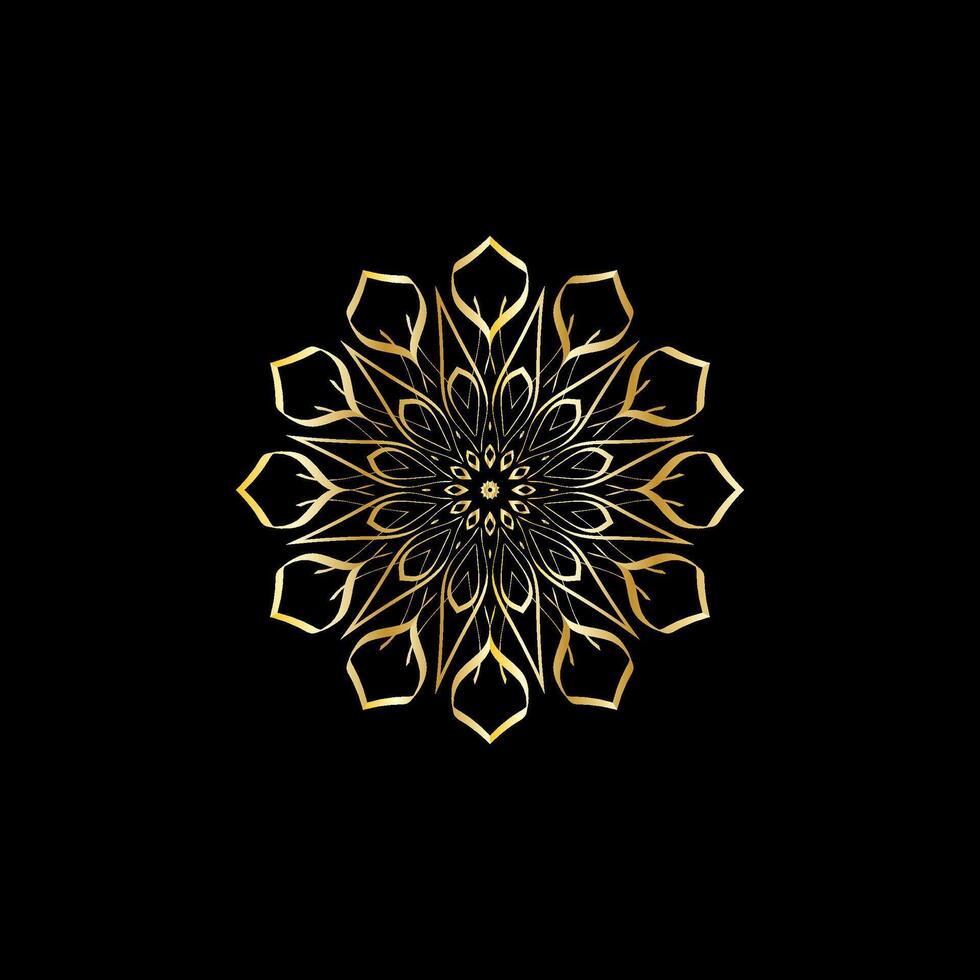 Mandala. Gold decorative element. Picture for coloring. Abstract circular ornament with stylized leaves vector