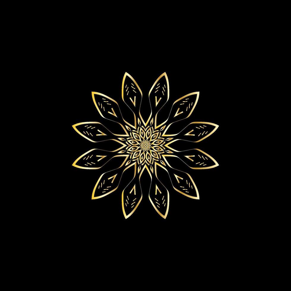 Mandala. Gold decorative element. Picture for coloring. Abstract circular ornament with stylized leaves vector