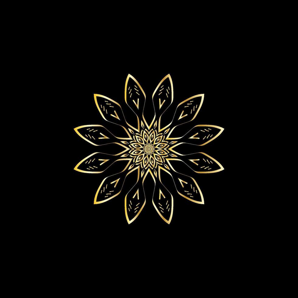 Mandala. Gold decorative element. Picture for coloring. Abstract circular ornament with stylized leaves vector