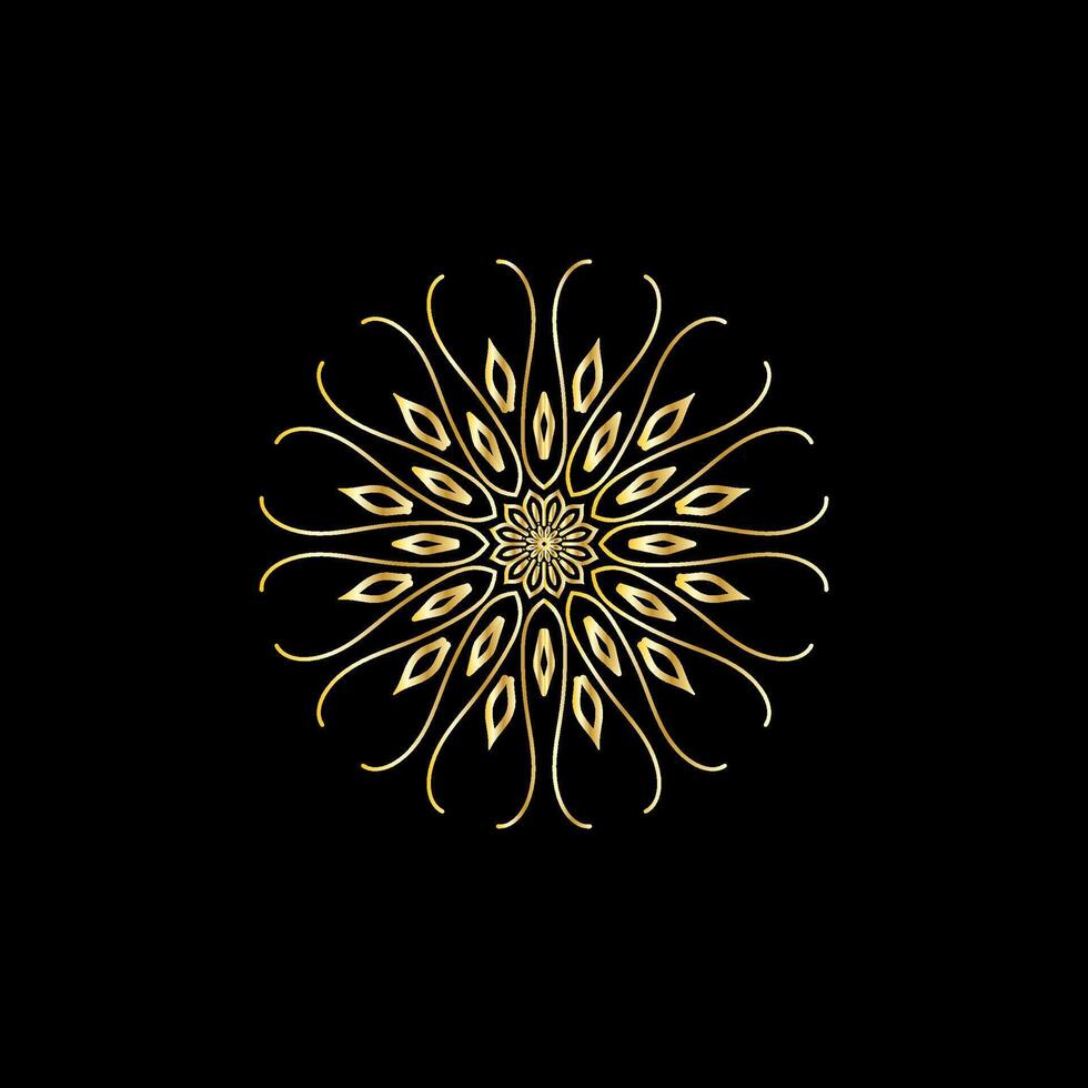 Mandala. Gold decorative element. Picture for coloring. Abstract circular ornament with stylized leaves vector