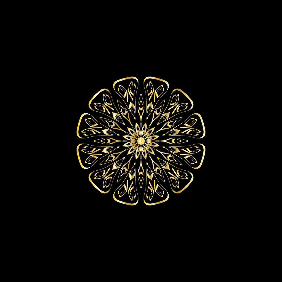 Mandala. Gold decorative element. Picture for coloring. Abstract circular ornament with stylized leaves vector