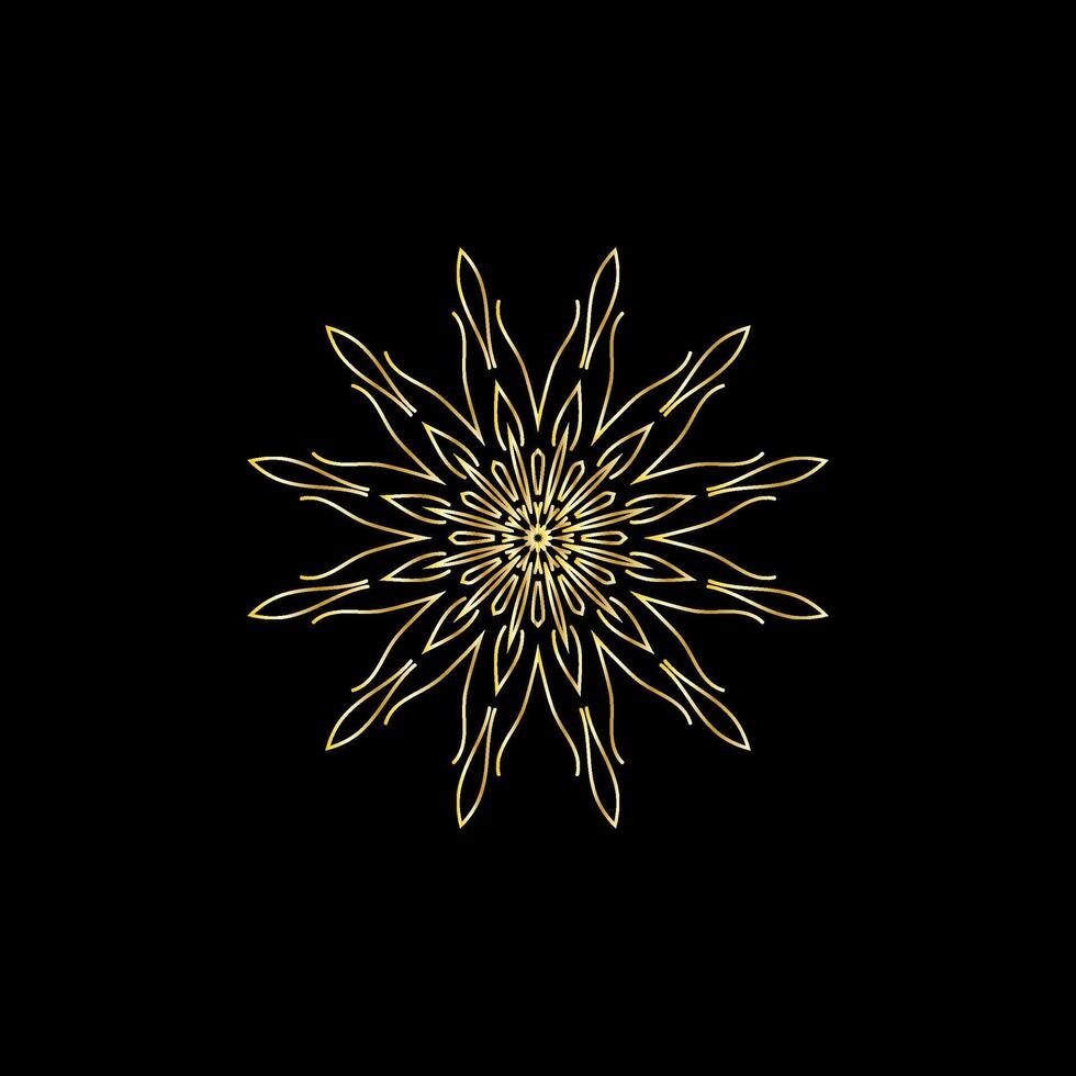 Mandala. Gold decorative element. Picture for coloring. Abstract circular ornament with stylized leaves vector