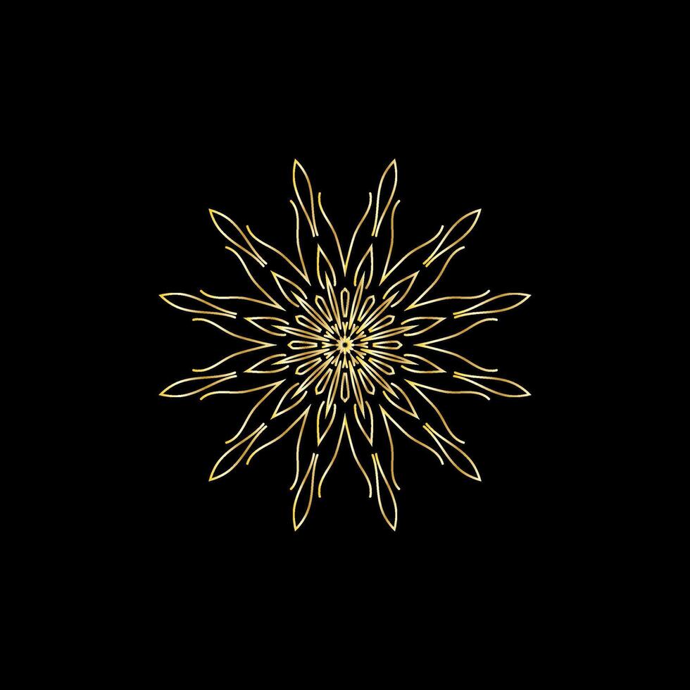 Mandala. Gold decorative element. Picture for coloring. Abstract circular ornament with stylized leaves vector