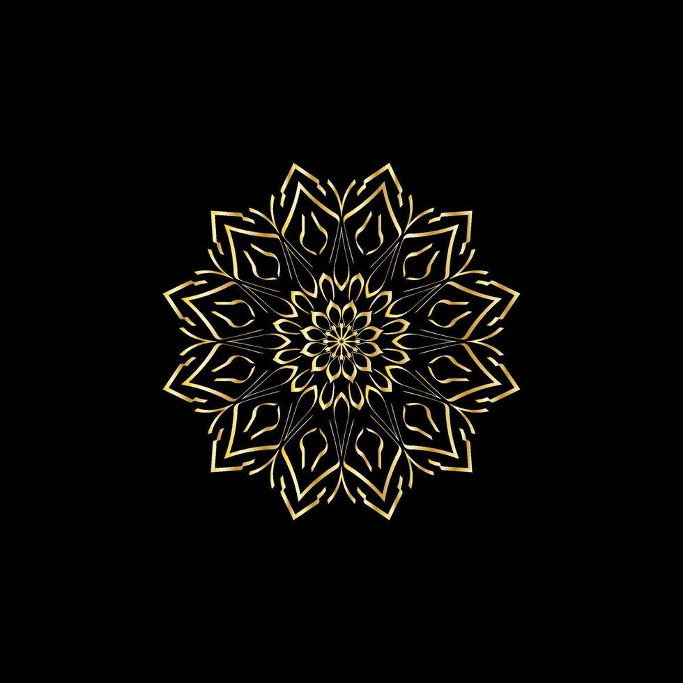 Mandala. Gold decorative element. Picture for coloring. Abstract circular ornament with stylized leaves vector