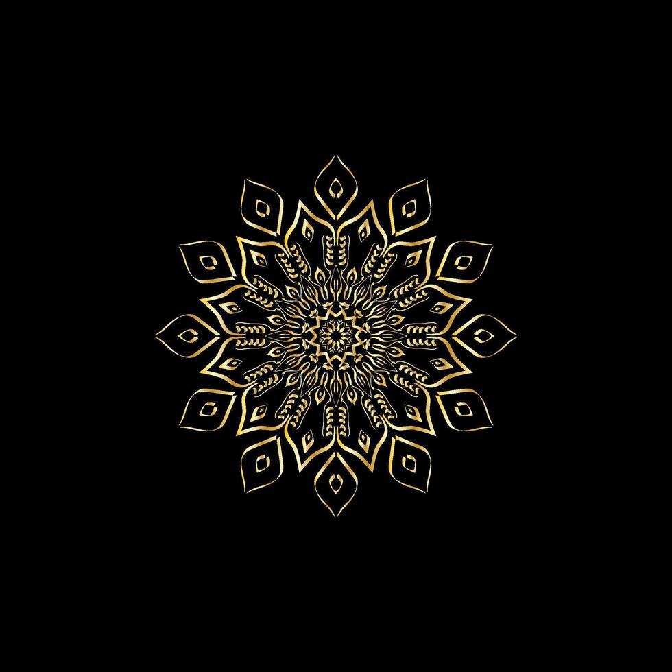 Mandala. Gold decorative element. Picture for coloring. Abstract circular ornament with stylized leaves vector