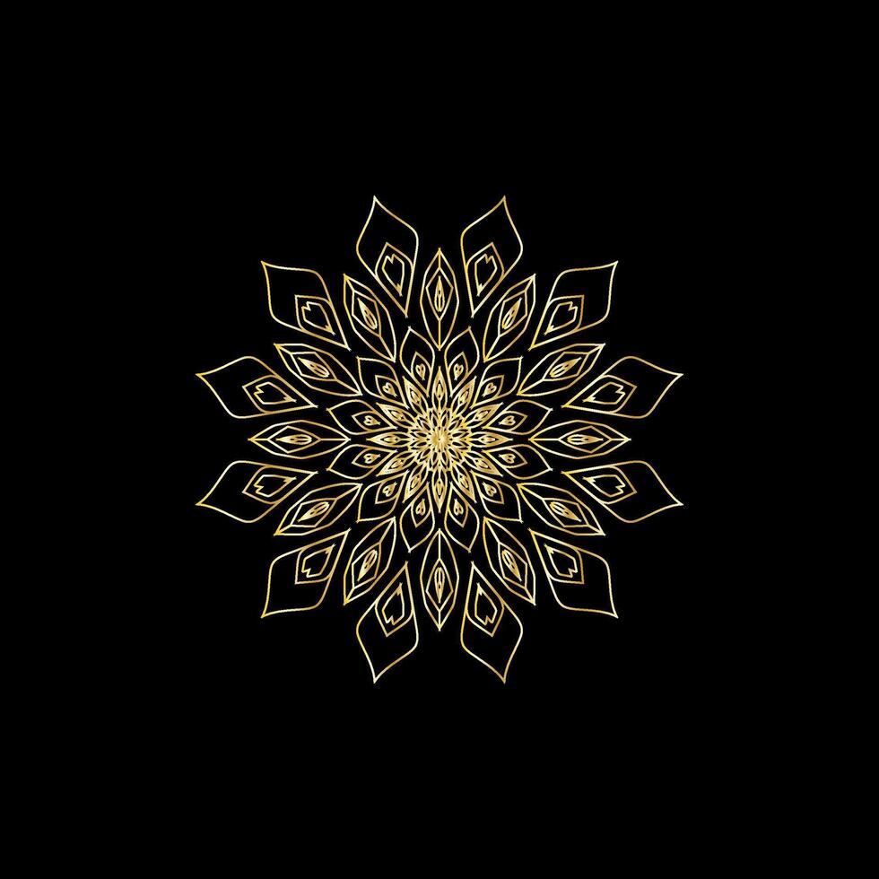 Mandala. Gold decorative element. Picture for coloring. Abstract circular ornament with stylized leaves vector