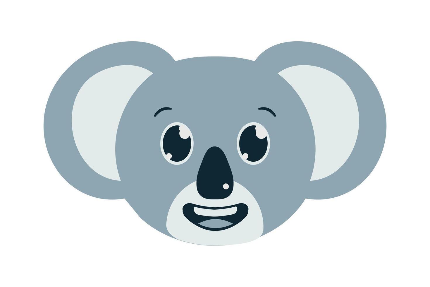 Avatar of a cute Koala. Delighted head of an Australian bear. Animal muzzle with positive emotion. Image for the zoo. Isolated. illustration. vector