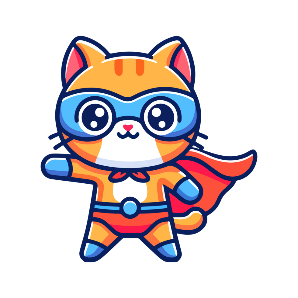 dibujos animados linda gato héroe icono personaje png