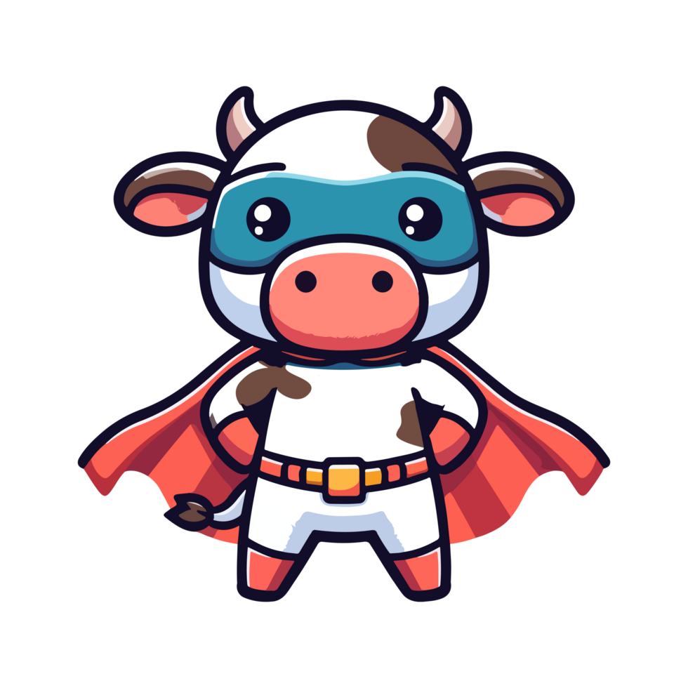 cartoon cute cow hero icon character png