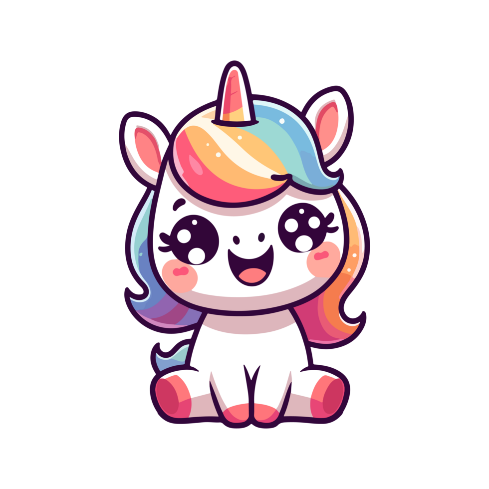 cartoon cute unicorn happy icon character png