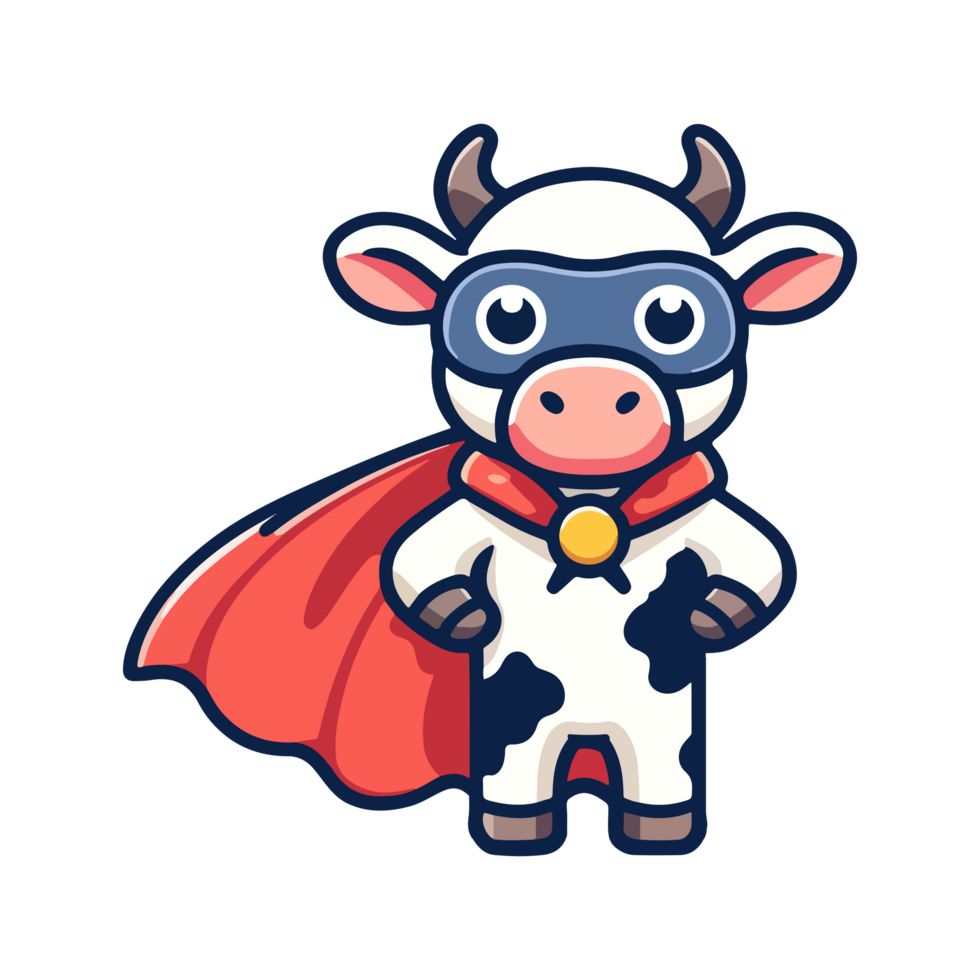 cartoon cute cow hero icon character png