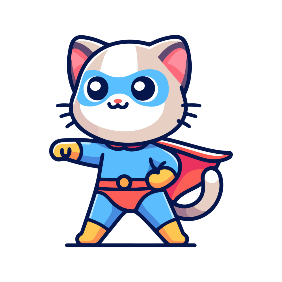 dibujos animados linda gato héroe icono personaje png