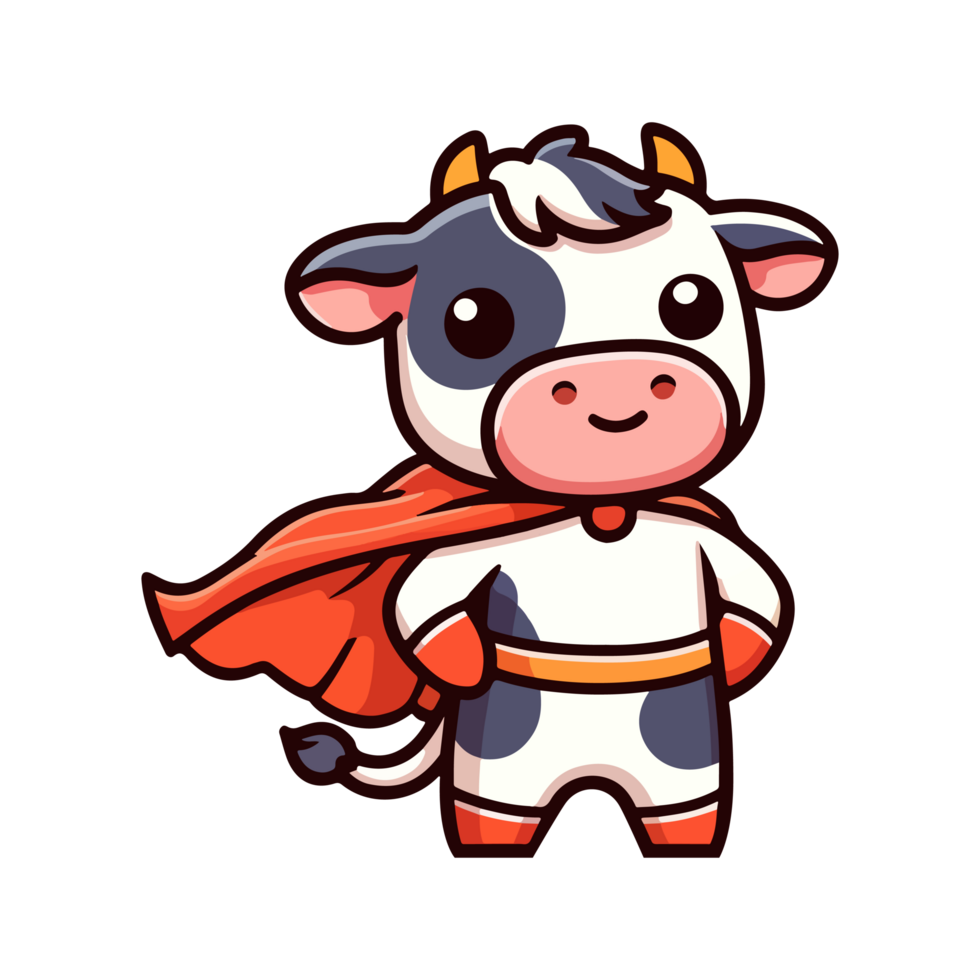 cartoon cute cow hero icon character png