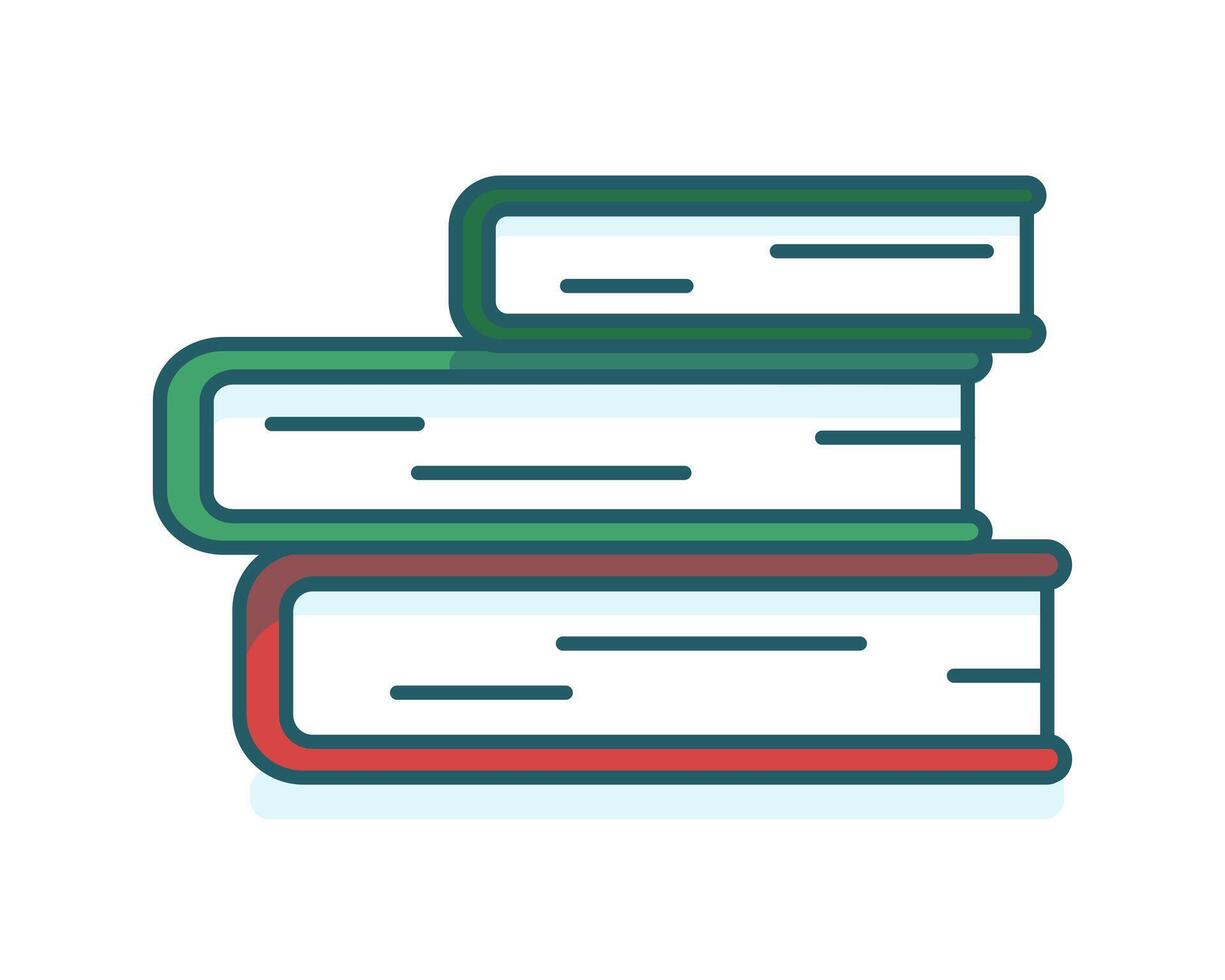 Stack of books. Textbooks. Reading literature, novel. Dictionary in hardcover. Manual. Isolated object. Flat style. Color image with outline. Icon. illustration. vector