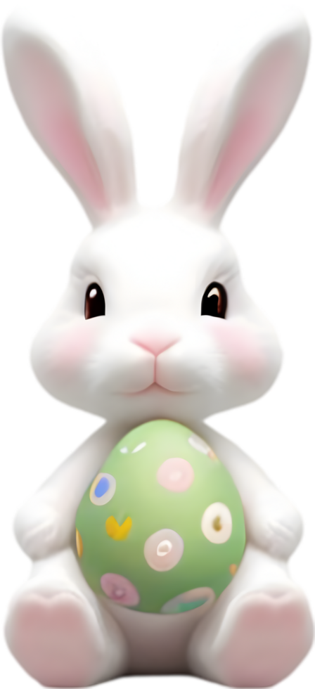 A cute Easter bunny with egg clipart. Ai-Generated. png