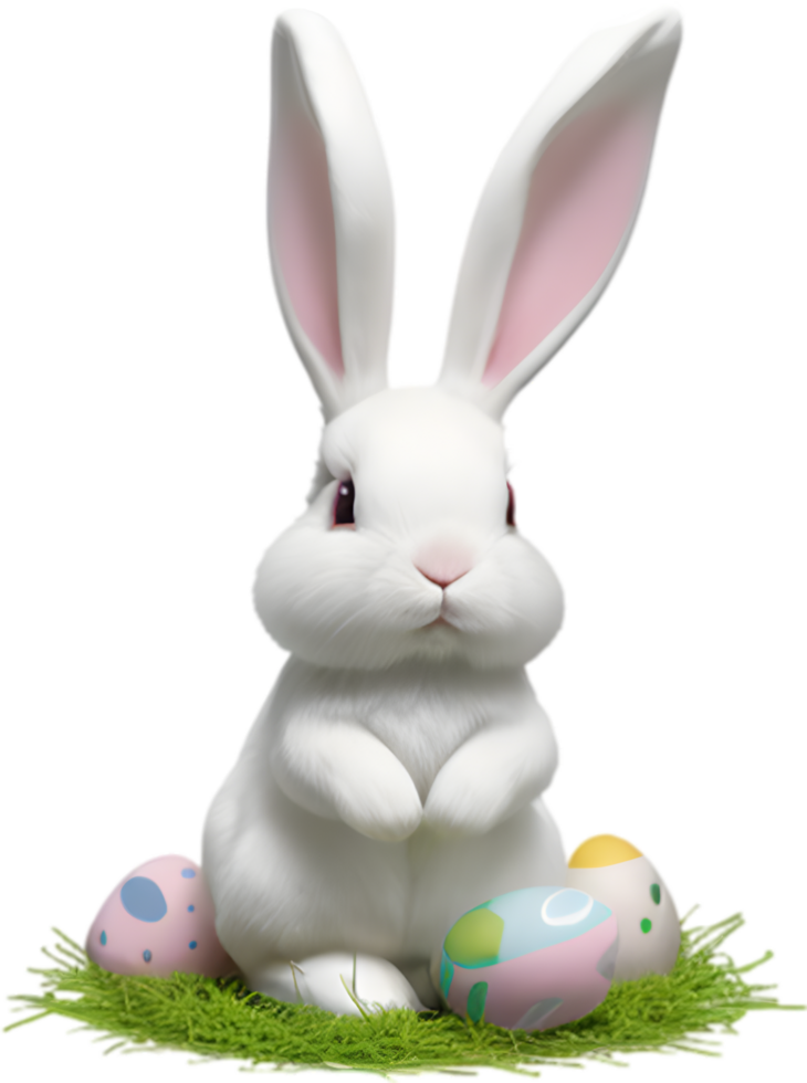 A cute Easter bunny with egg clipart. Ai-Generated. png