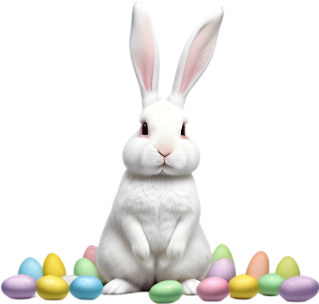 A cute Easter bunny with egg clipart. Ai-Generated. png