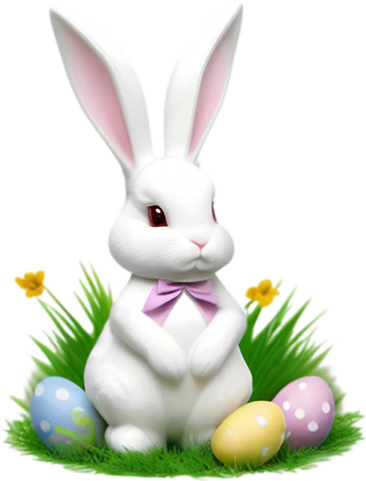 A cute Easter bunny with egg clipart. Ai-Generated. png