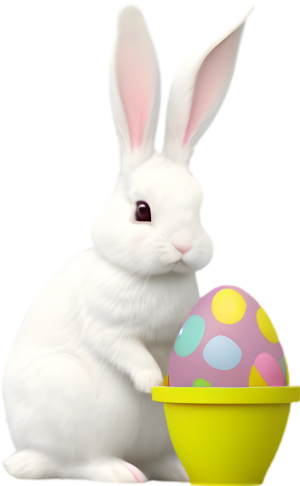 A cute Easter bunny with egg clipart. Ai-Generated. png