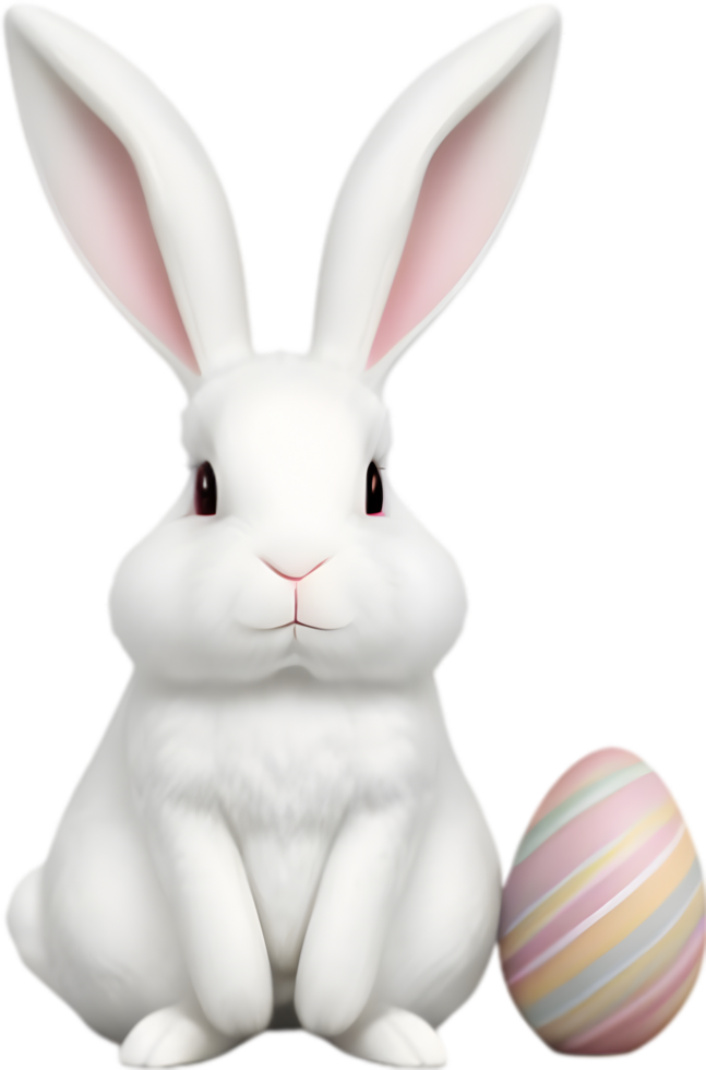 A cute Easter bunny with egg clipart. Ai-Generated. png