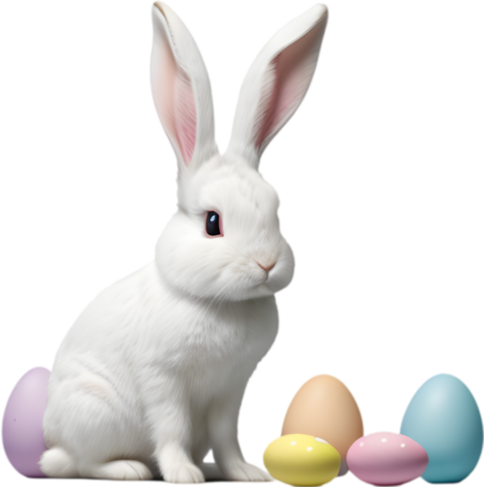 A cute Easter bunny with egg clipart. Ai-Generated. png
