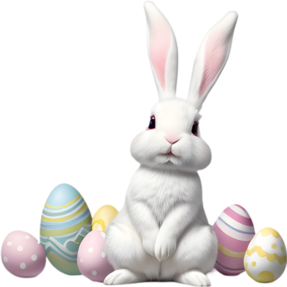 A cute Easter bunny with egg clipart. Ai-Generated. png