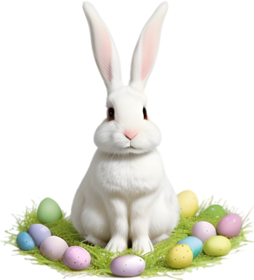 une mignonne Pâques lapin avec Oeuf clipart. ai-généré. png