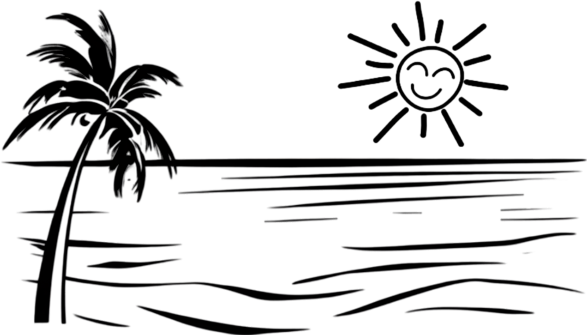 Palm Trees and Beach clipart. AI-Generated. 43768026 PNG