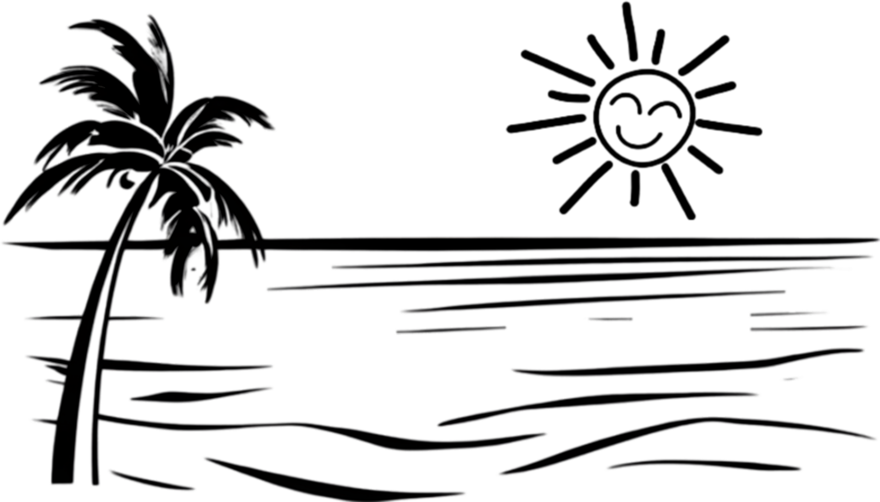 Palm Trees and Beach clipart. AI-Generated. png