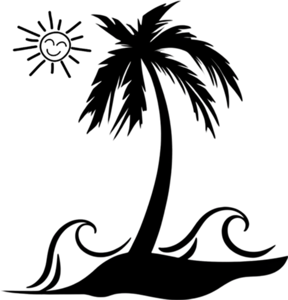 Palm Trees and Beach clipart. AI-Generated. png