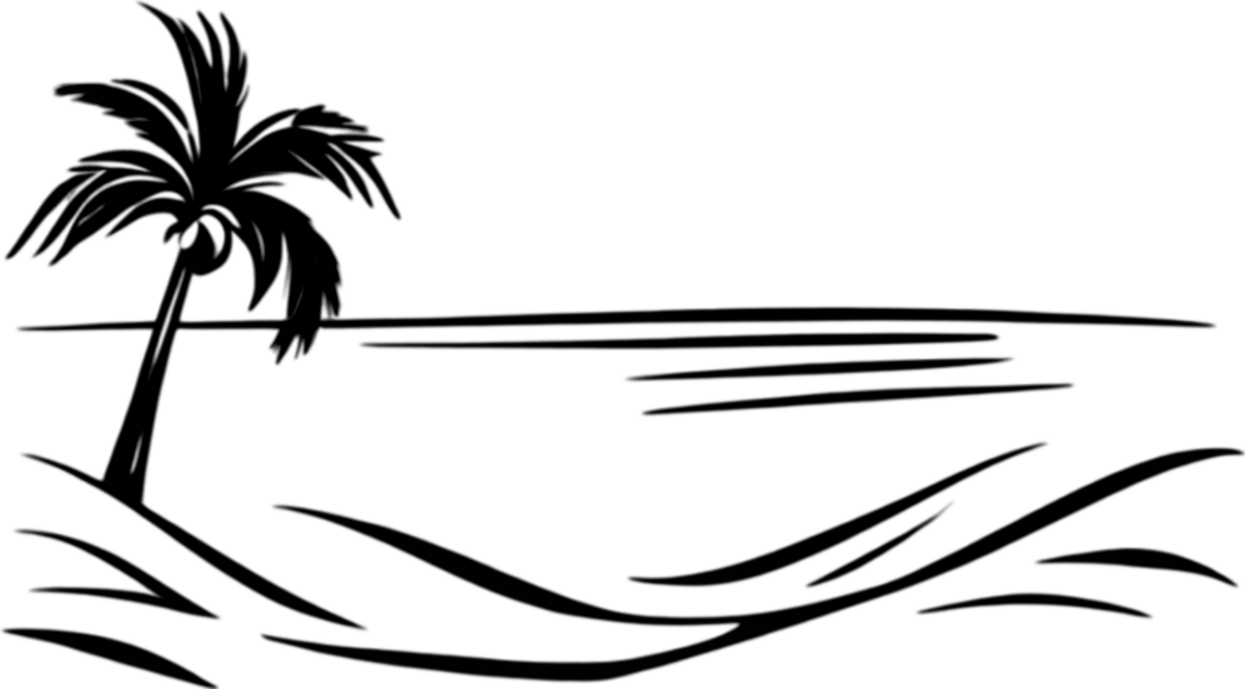 Palm Trees and Beach clipart. AI-Generated. png