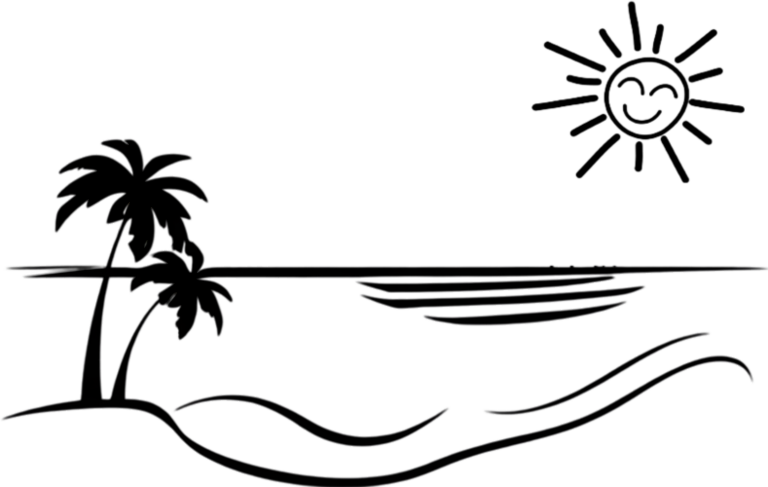 Palm Trees and Beach clipart. AI-Generated. png