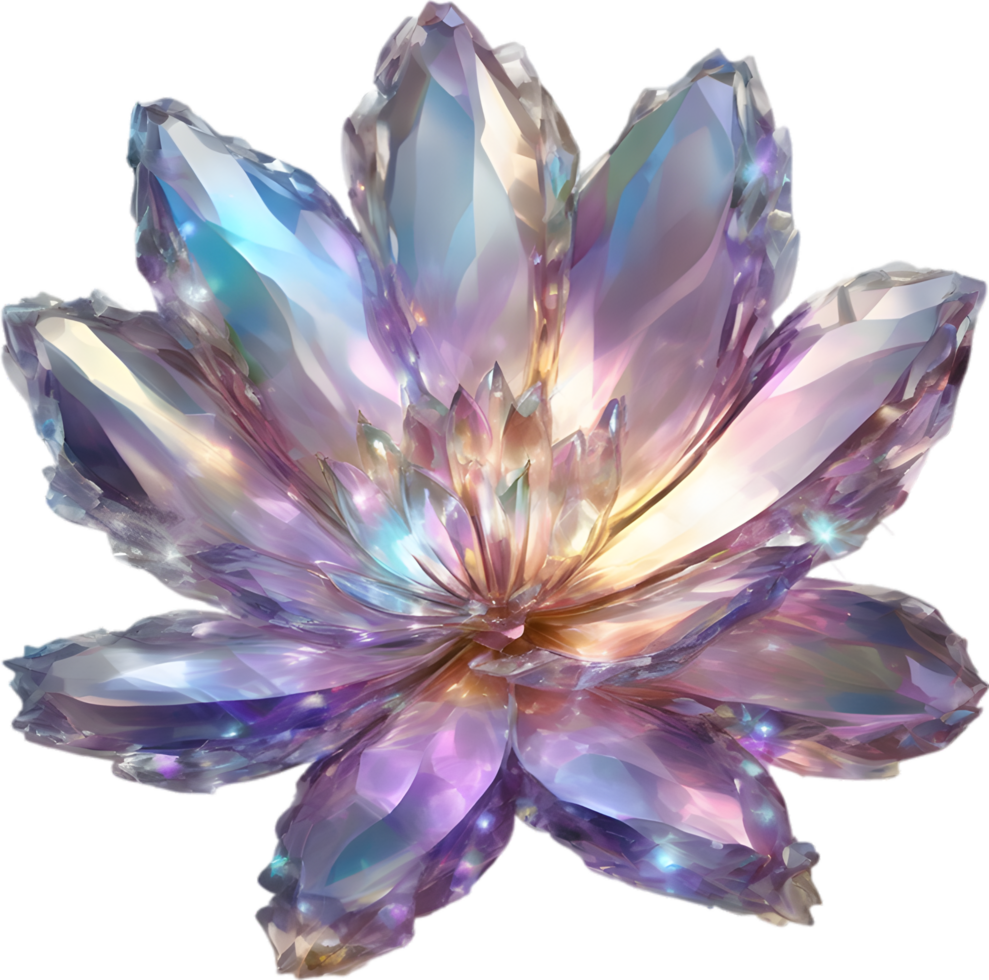 betoverd kleurrijk kristal bloem, clip art voor decoratie. ai-gegenereerd. png