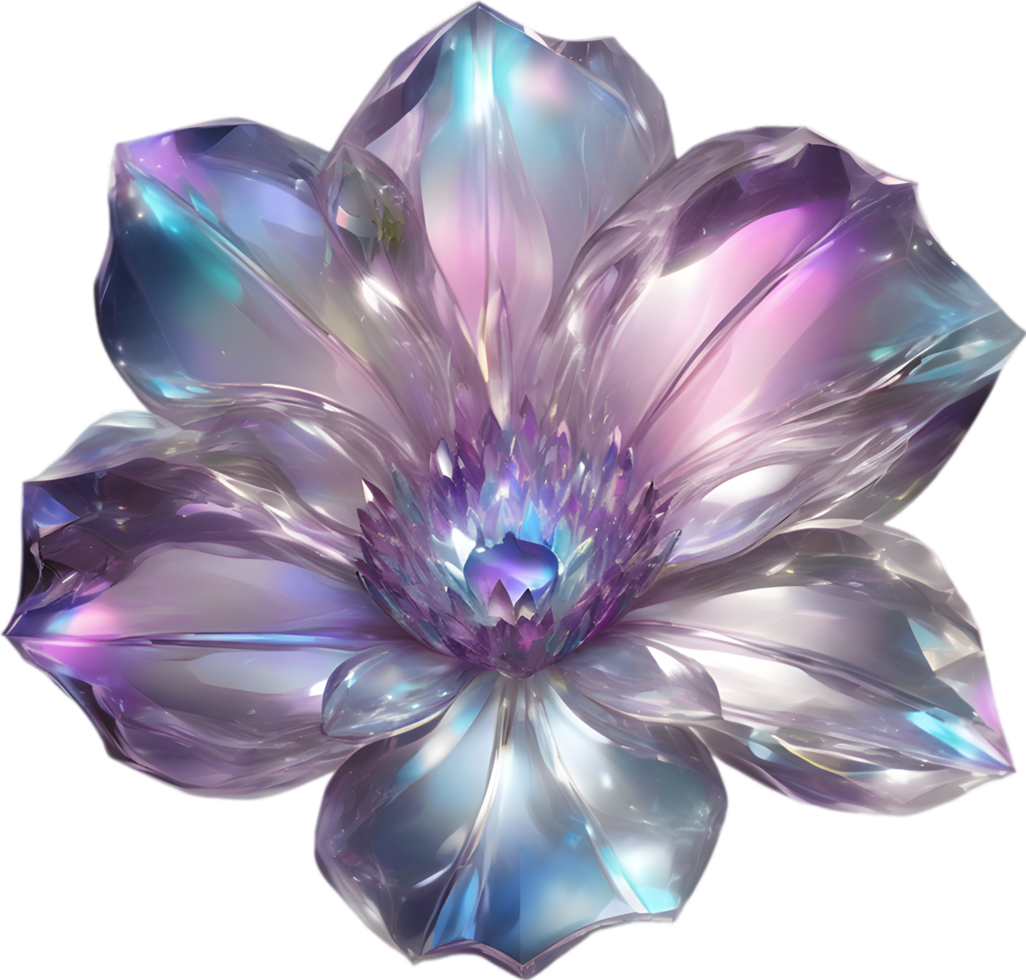 betoverd kleurrijk kristal bloem, clip art voor decoratie. ai-gegenereerd. png
