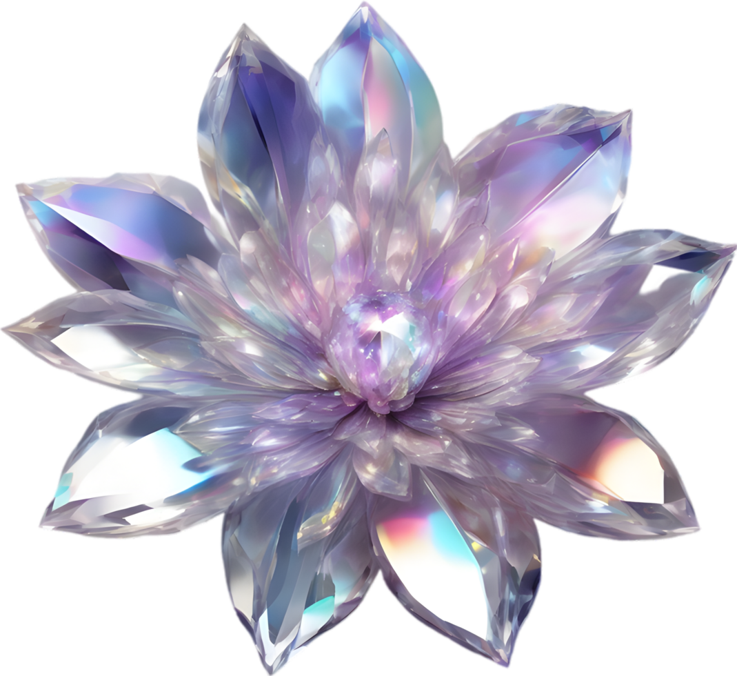 Enchanted colorful Crystal flower, clipart for decoration. Ai-Generated. png