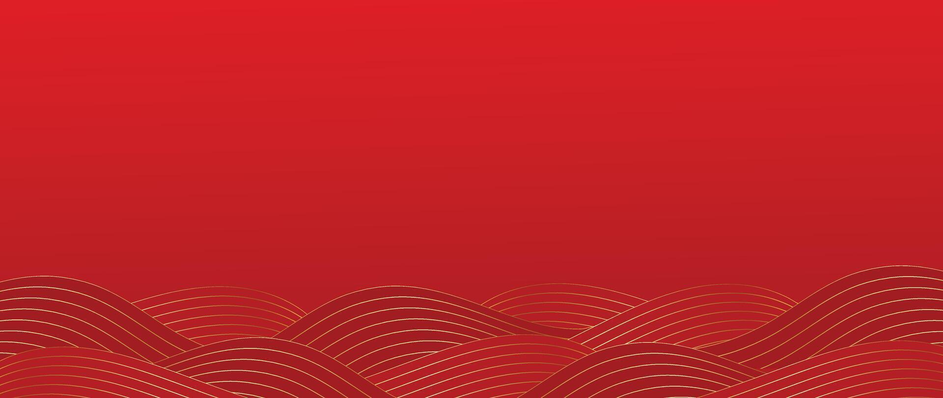Happy Chinese new year background . Luxury wallpaper design with chinese sea wave on red background. Modern luxury oriental illustration for cover, banner, website, decor. vector
