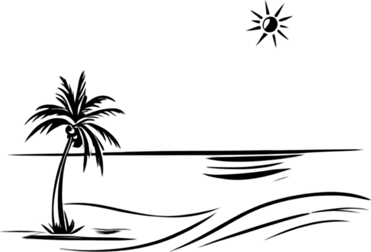 Palm Trees and Beach clipart. AI-Generated. png