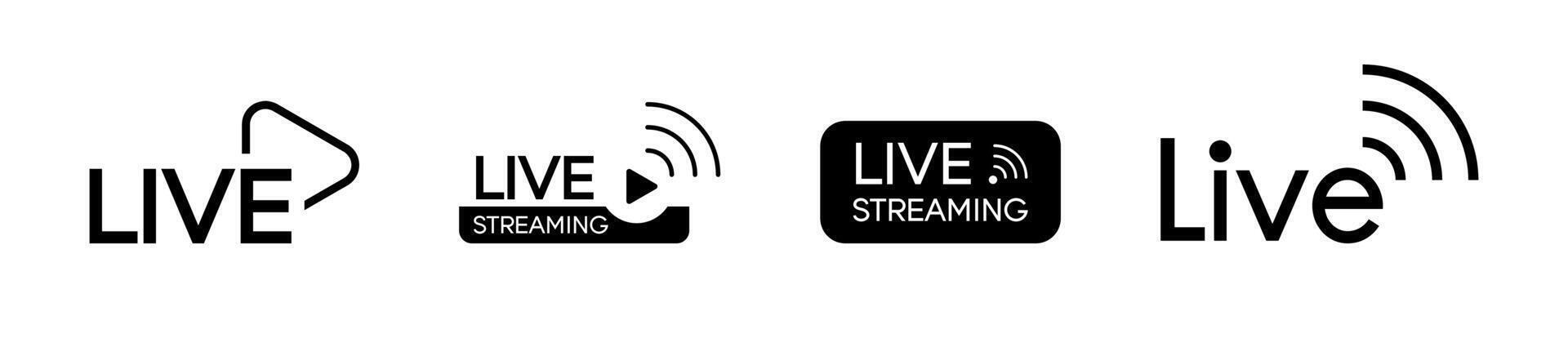 Live stream icon set. Streaming broadcast logo icons. vector