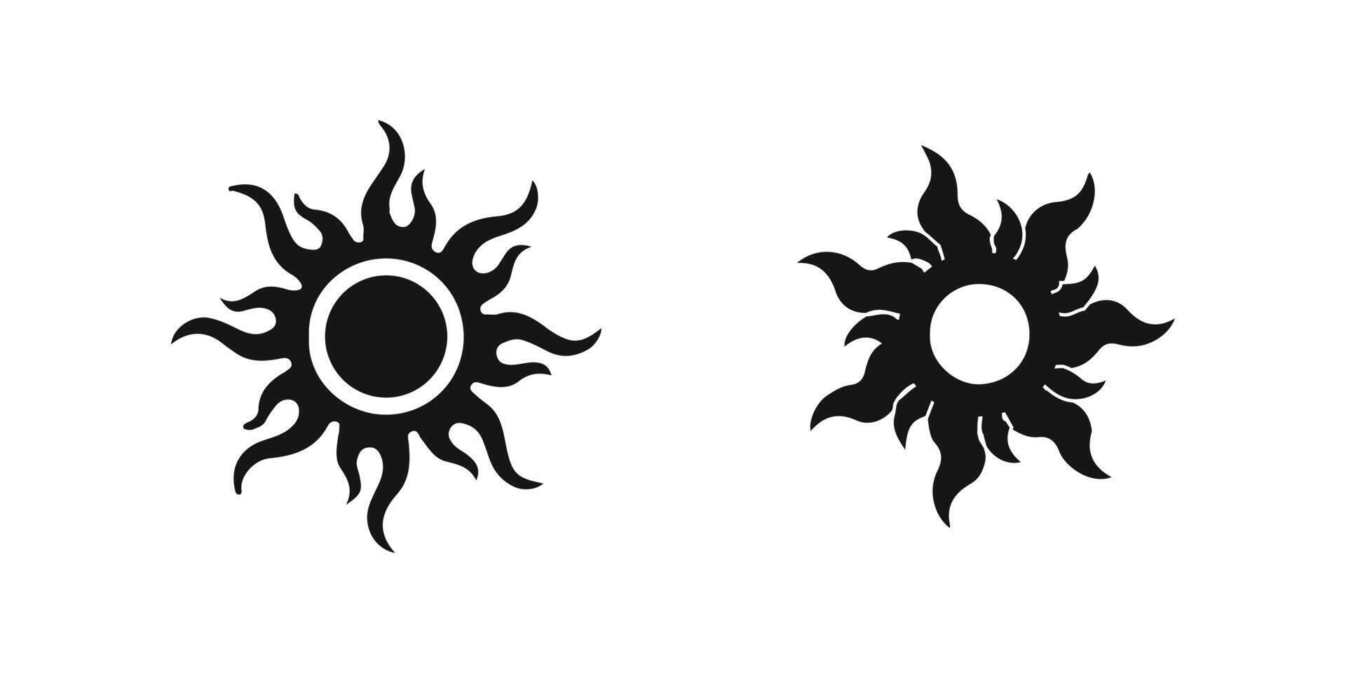 Sun ornamental icon set. Sunburst icons. vector