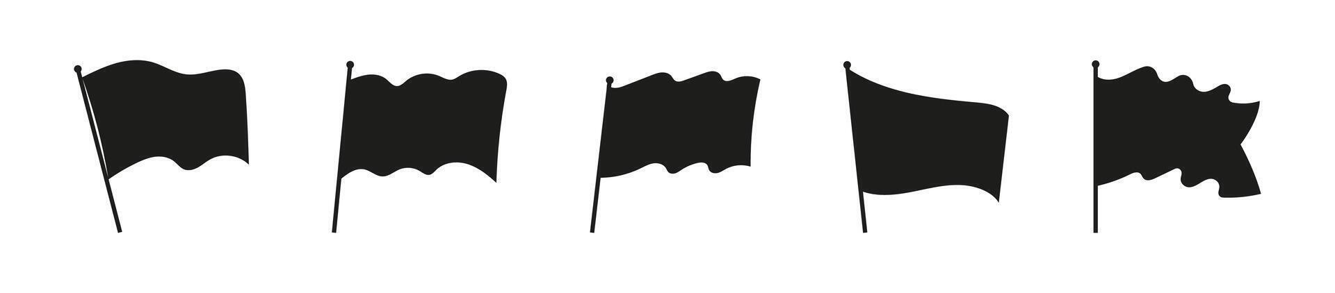 Flag waving set. Wavy flags silhouette collection. vector
