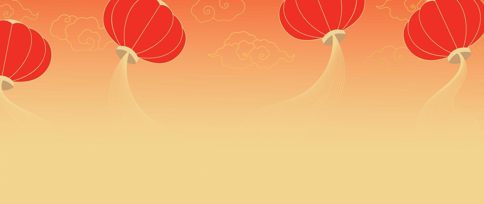 Happy Chinese new year background . Luxury wallpaper design with chinese lantern, cloud on gold background. Modern luxury oriental illustration for cover, banner, website, decor. vector