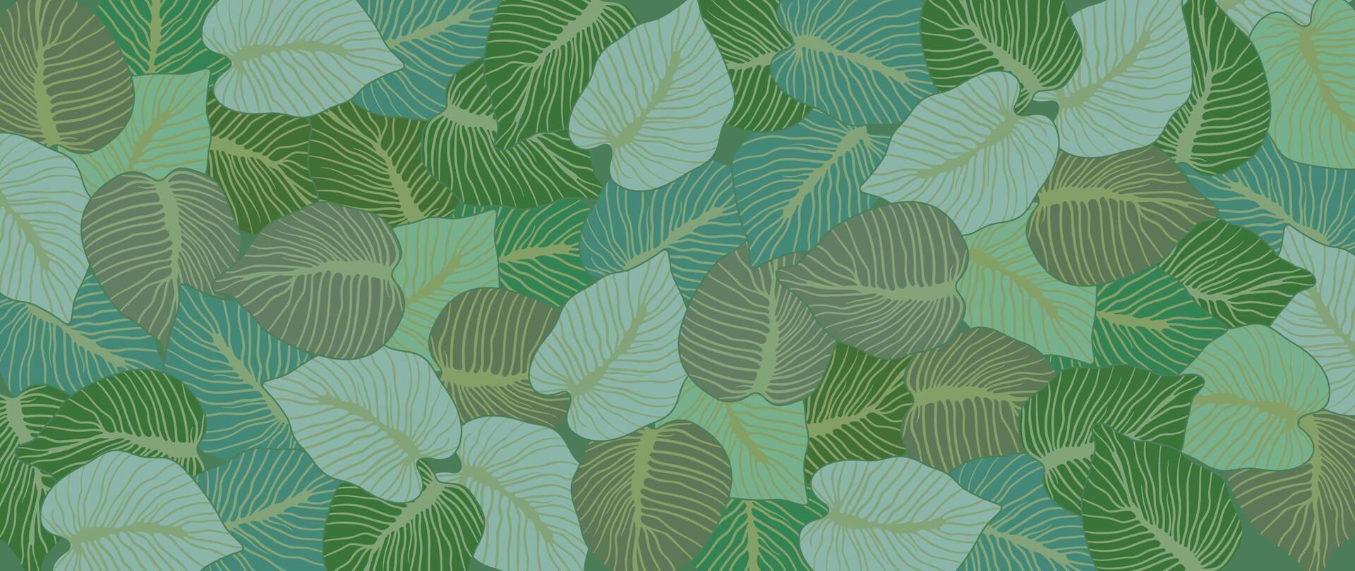 Abstract foliage botanical background . Green color wallpaper of tropical plants, leaf branches, leaves. Foliage design for banner, prints, decor, wall art, decoration. vector