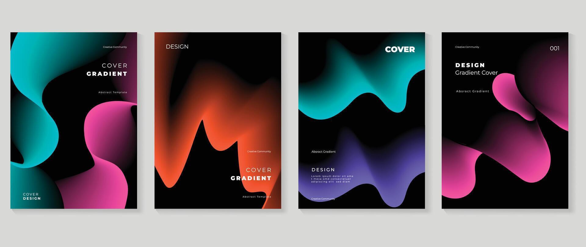 Abstract gradient background set. Minimalist style cover template with vibrant perspective 3d geometric prism shapes collection. Ideal design for social media, poster, cover, banner, flyer. vector