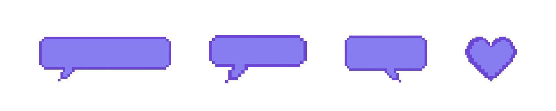 Speech bubble pixel style set. Text box pixelated illustration. vector