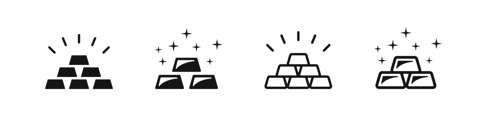 Gold ingots icon set. Golden ingot stack icons. vector