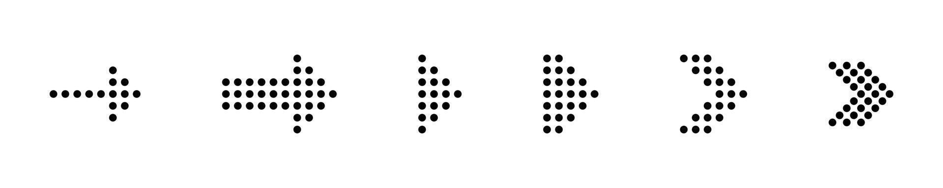 Dotted arrows icon set. Arrow dots style icons. vector
