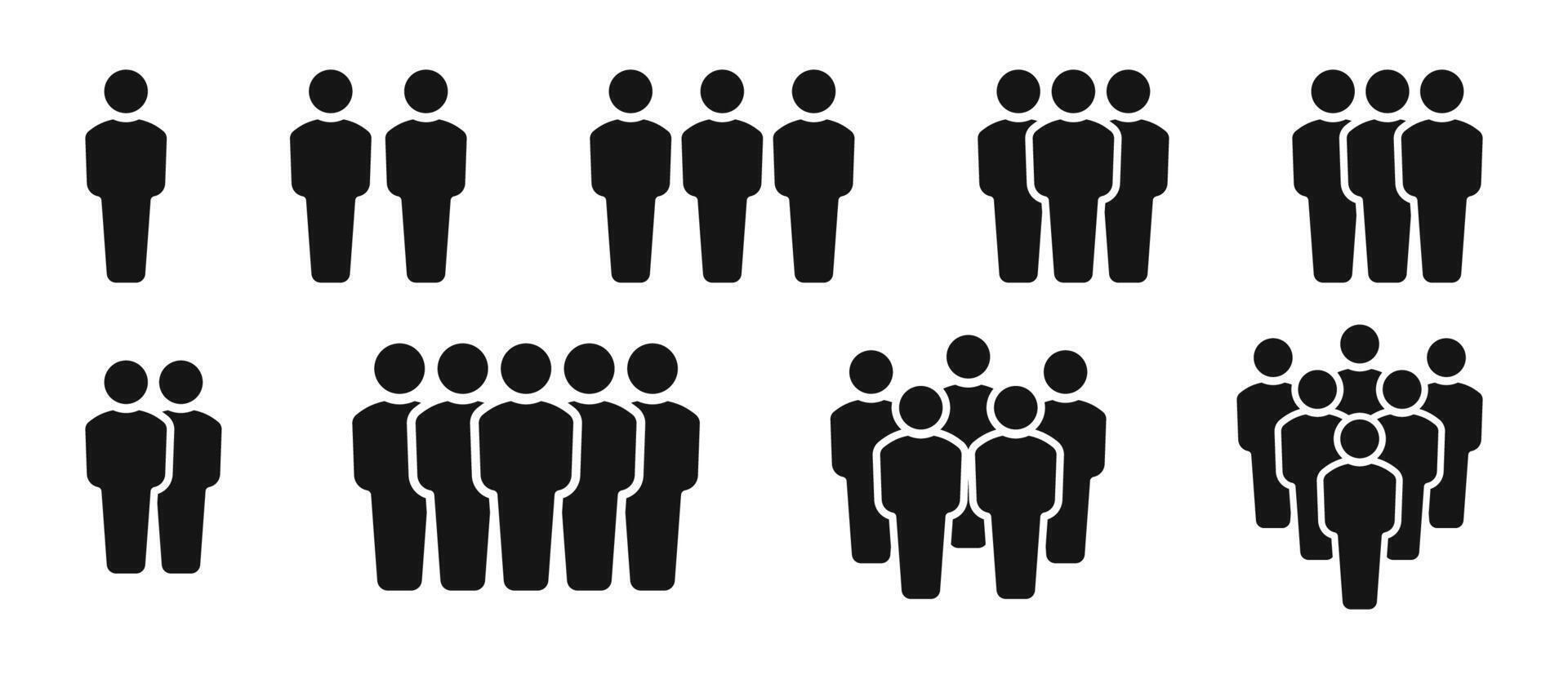 Group of people vgector icon set. Team work icons. Organization staff symbols. vector
