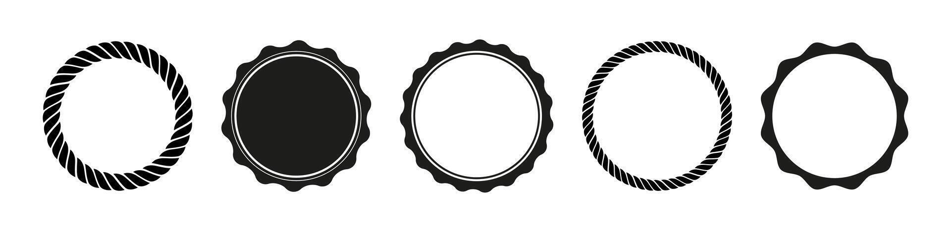 Frame round ornamental shape set. Round frames. Badge circles silhouette. vector